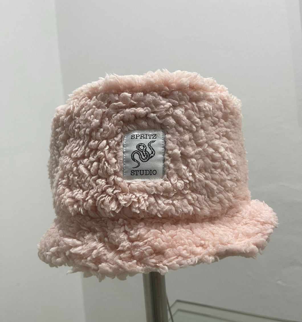 Fashionable Fluffy Pink candy Bucket Hat